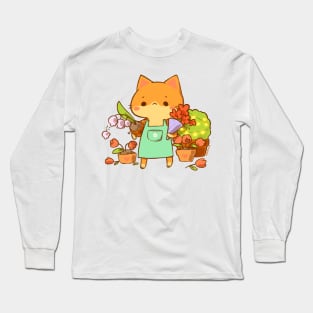 Wilted Flowers Cat Long Sleeve T-Shirt